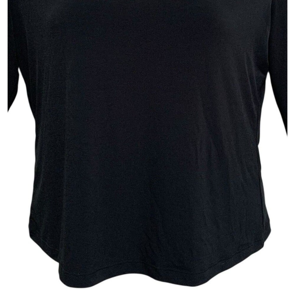Merona Blouse Top Womens Size X-Large Black 3/4 Sleeve Stretch Side Neck Tie - Picture 3 of 9